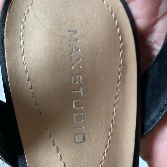 Black satin bow ankle wrap sandals, size 6 1/2 - Picture 11 of 12